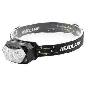 Induction Headlight Strong Light 9LED Outdoor Riding (Color: Black)