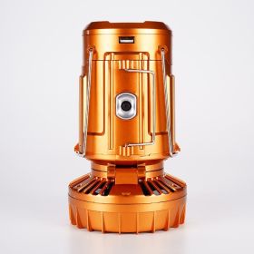 Solar LED portable light outdoor tent USB (Color: Gold)