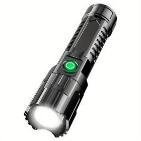 Outdoor Household Camping Usb Rechargeable Zoom Led Power Torch (Option: Black-USB)