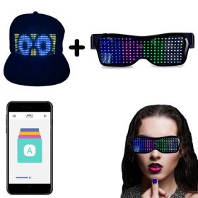 Bluetooth Led Party Glasses App Control Luminous Glasses Editable Text DIY Charge Flashing Eyewear Christmas Concert Sunglasses (Color: 4 Color Glasses- Hat, Ships From: China)