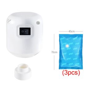 55W Powerful Vacuum Pump Vacuum Bag Clothes Storage Bag Folding Compressed Electric Sealer Machine Space Saver Travel Organizer (Color: 1xPump and 3x Bags, Ships From: China)