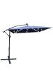 Square 2.5X2.5M Outdoor Patio Umbrella Solar Powered LED Lighted Sun Shade Market Waterproof 8 Ribs Umbrella with Crank and Cross Base for Garden Deck