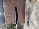 Square 2.5X2.5M Outdoor Patio Umbrella Solar Powered LED Lighted Sun Shade Market Waterproof 8 Ribs Umbrella with Crank and Cross Base for Garden Deck