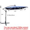 Square 2.5X2.5M Outdoor Patio Umbrella Solar Powered LED Lighted Sun Shade Market Waterproof 8 Ribs Umbrella with Crank and Cross Base for Garden Deck