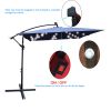Square 2.5X2.5M Outdoor Patio Umbrella Solar Powered LED Lighted Sun Shade Market Waterproof 8 Ribs Umbrella with Crank and Cross Base for Garden Deck